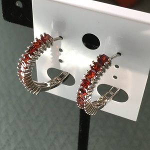 Earrings Ruby Red Stones